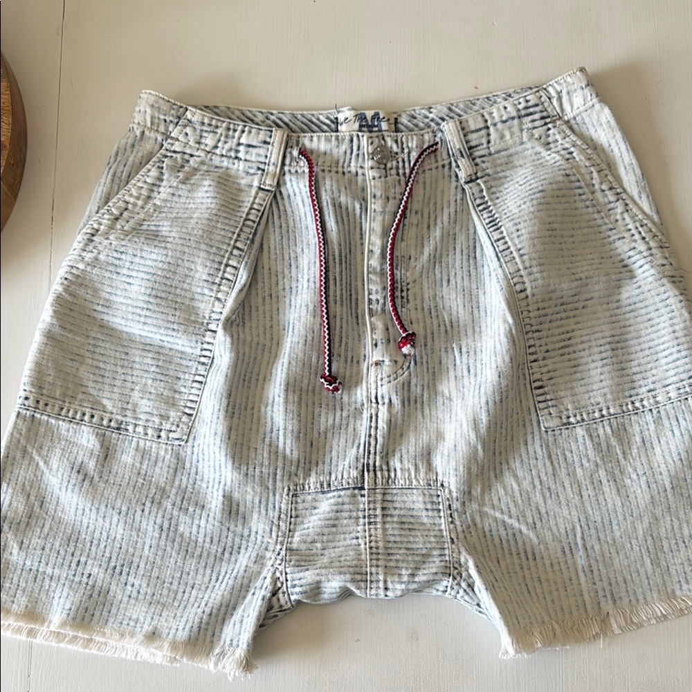 Free People Striped Blue and White Cargo Shorts
